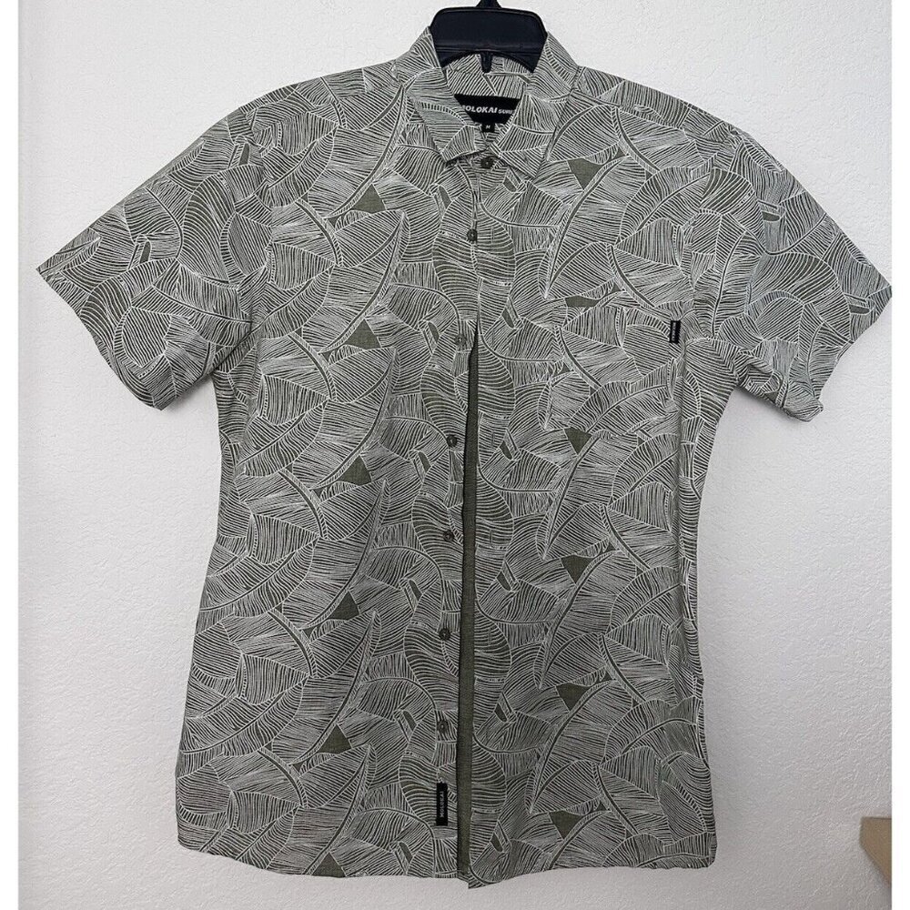 Molokai Surf Co. Shirt Men's Medium Button Down Floral Hawaiian Floral Surfer‎